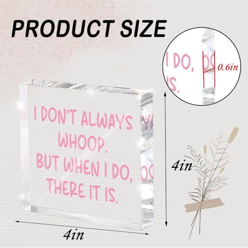 Fun Pink Decoration, 4x4 inches Acrylic Desktop Ornament, Suitable for Birthday and Christmas Gifts for Colleagues, Friends and Family, Funny Office Sayings and Slogans - Image 2