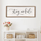 comurdyo Living Room Wall Decor Stay Awhile Sign 40"×15", Wood - Image 6