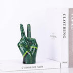 LCCCK Emerald Green Home Decor Peace Symbol Statue, Creative Hand Gesture Peace Sign Decor, Emerald Green Fingers Sculpture for Living Room Bedroom Coffee Table, Desktop, Bookshelf - Image 5