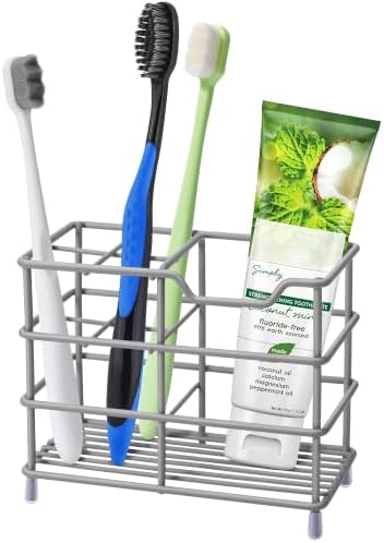 Toothbrush Holders for Bathrooms 304 Stainless Steel Quick Drying Grey by Urbanstrive