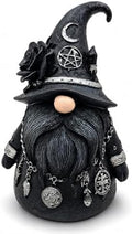 Gothic Witch Gnome Figurine Decor, Resin Witch Statue with Black Rose, Moon & Crystal Accents, Witch Decor for Shelf, Desk & Bookshelf, Dark Academia Home Decor by GJFASGF
