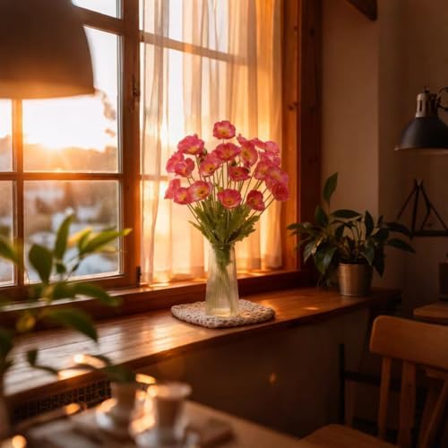Artificial Poppies, Blush Pink Silk Poppies Artificial Flowers - 24x Blooming California Poppy Flower Artificial Plus 8X Buds for Home Decoration, PKPK8 - Image 6