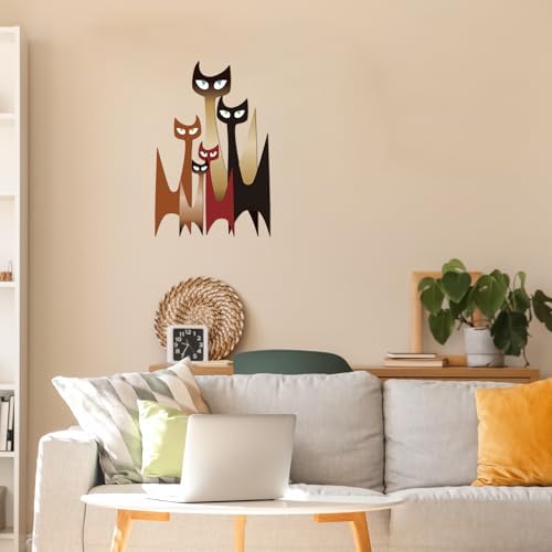 Wesiti Metal Cat Wall Art Decor Colorful Sculpture Mid Century 10.6x15.7 - Image 4
