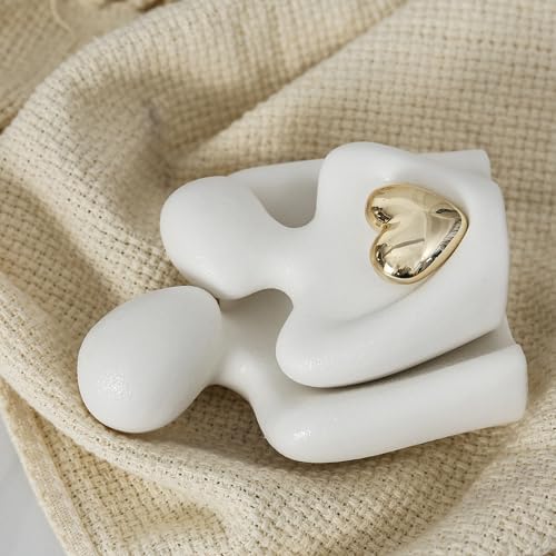 Hugging Couple Statue Ceramic Lover Figurine Home Decor is a Romantic Gift for Her on Wedding Anniversary and Valentines, TV Stand Decoration Knick Knacks for Shelves (M) - Image 4