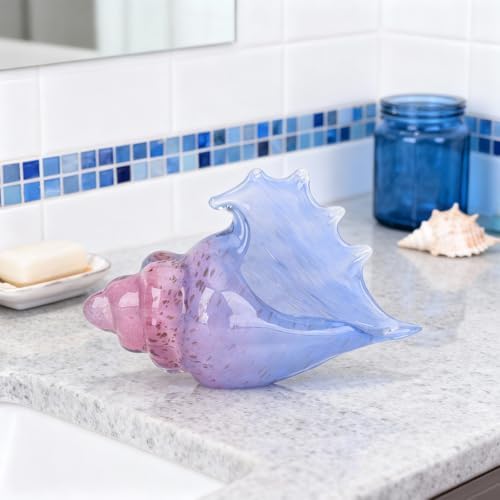 Hand-Blown Glass Conch Sculpture, Coastal Home Decor Conch Horn, Glass Art Seashell Ornament, Office, Living Room Tabletop Centerpiece, Bathroom Shelf top and Cabinet Decoration. - Image 6