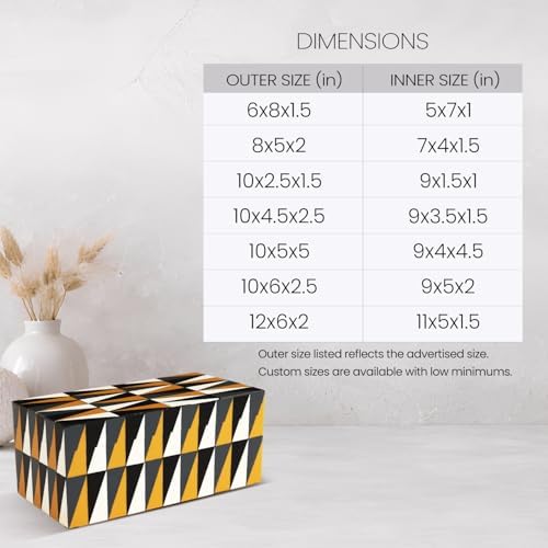 Handicrafts Home Black White Large Decorative Keepsake Box with Lid, 10x5x5 - Image 3