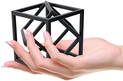 DreamsEden Small Geometric Sculpture, Metal Cube Decorative Ornaments Modern Home Decor Accent - Image 2