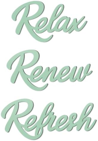 3 Pcs Bathroom Wall Decor Wooden Relax Renew Refresh Sign (Green) by HeavenlyWeddingsbyAngelLLC