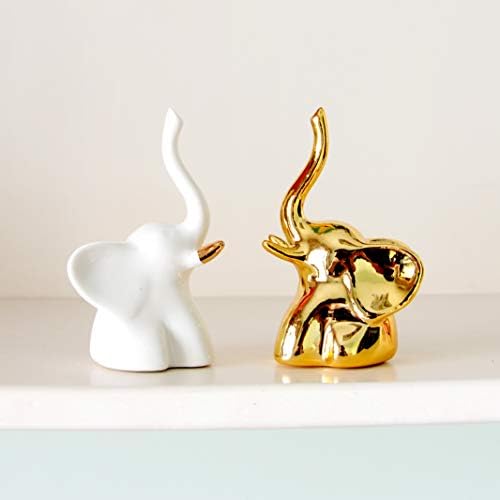 Gold and White Elephant Statues,1 Pair by HOMECREATER