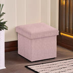 Ornavo Home Small Storage Ottoman Foldable Collapsible Cube Square Linen - Image 2