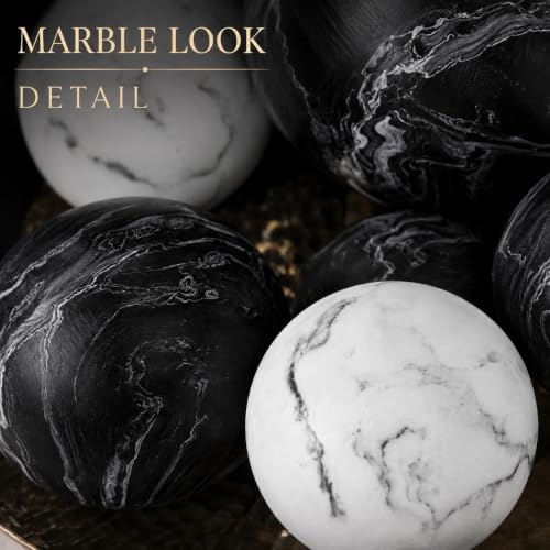 Creative Scents Black & White Small Set of 8 Marble Look Decorative Balls for Bowls – Decorative Orbs Spheres for Coffee Table Centerpiece, Dining Table, Living Room - Modern Bowl Fillers for Home - Image 5