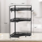 VITVITI 3 Tier Corner Bathroom Counter Organizer, Bathroom Countertop Organizer Storage for Sink, Metal Mesh Makeup Organizer for Vanity Countertop Kitchen with Hooks, Black - Image 6
