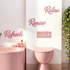 3 Pieces Bathroom Wall Decor Wooden Relax Renew Refresh Sign (Pink) - Image 6