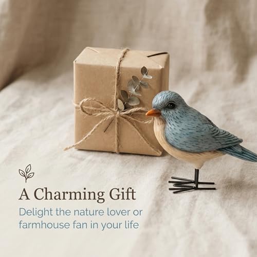 The Bridge Collection Rustic Blue Bird Figurine - Standing Songbird Decor - Image 6