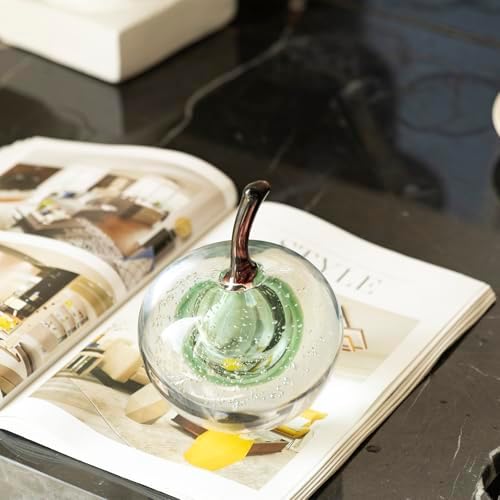 Glass Fruit Apple Statues Home Decor Modern Style Figurine Decorative Ornaments for Living Room, Shelf Decor, Office Desktop, Cabinets(Green Apple Ornament) - Image 5