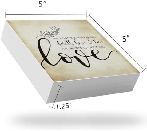 Inspirational Bible Verse 1 Corinthians 13:13 Faith Hope and Love Wooden Box Sign Scripture Desk Decor Rustic Scripture Wood Block Plaque Box Sign for Home Office Shelf Table Decoration - Image 7