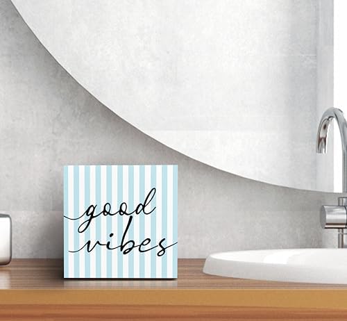 SRADMO Inspirational Wood Box Sign Desk Decor, Inspirational Office Decor, Light Blue Striped Motivational Theme Wooden Block Box Sign Decoration for Home Office Shelf Table Decorative Accessories - Image 6