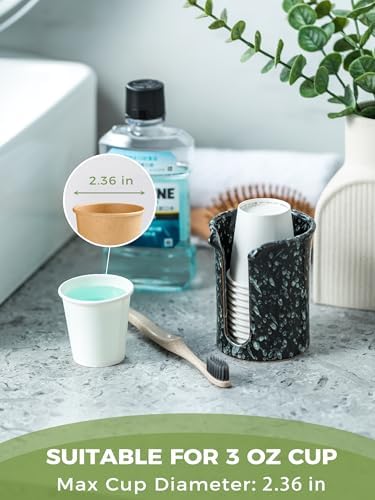Bathroom Cup Dispenser 3 OZ, Ceramic Bathroom Cup Holder, Black - Image 4