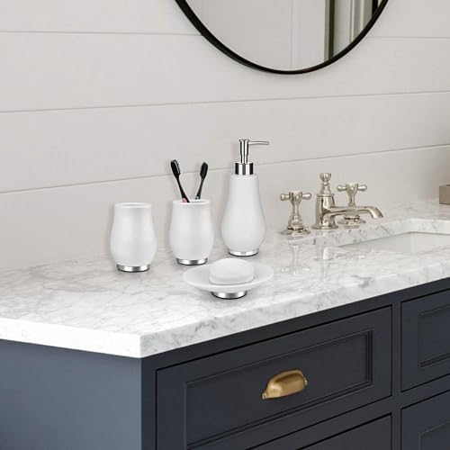 RQYIXI Ceramic Bathroom Accessories Set,White,4 Piece,Tulip Design - Image 2
