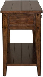 MAKLAINE Wood Transitional Sofa Table, Dark Brown Oak Finish, Poplar Solids and - Image 4