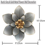 Metal Flower Wall Art Decor, 10“ Rustic Modern Floral Sculpture, Distressed Iron Wall Hanging Home Decoration Accent Artworks for Indoor Kitchen Bedroom Living Room Office Outdoor Garden Patio - Image 4
