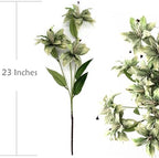 Artificial Lily Flowers, Vintage Fake Silk Flower Long Stems Stargazer Lilies Real Touch Faux Plants Tiger Bouquets for Home Decor Indoor Wedding Party Floral Arrangement DIY Decoration - Green 4 Pack - Image 5