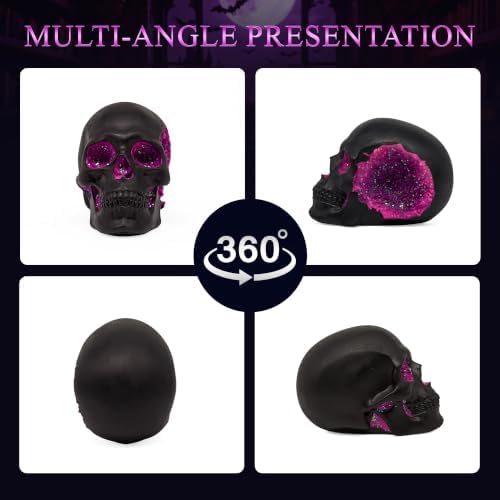 Black and Purple Resin Skull Figurine Statue. Good Gifts for Skull Lovers - Image 2