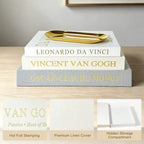 Teyomi Set of 3 Artistic Decorative Books for Home Decor with Gold Tray - Image 4