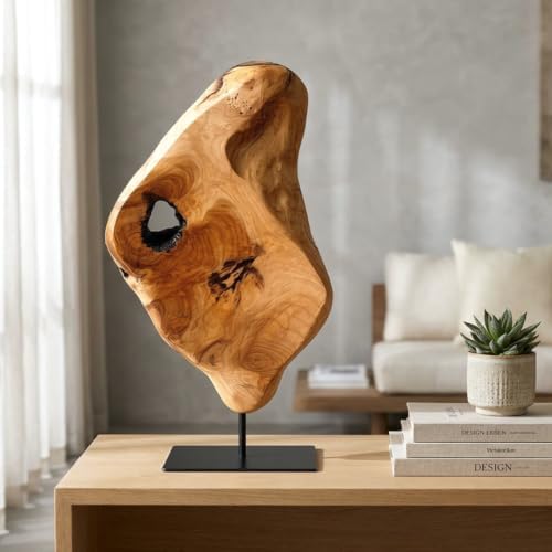 WELLAND Irregular Cedar Wood Sculpture 8.75" W x 1.75" D x 17.75" H Natural Edge Tabletop Statues, Handmade Ornaments, Décor for Living Room, Home Office, Bedroom, - Image 5