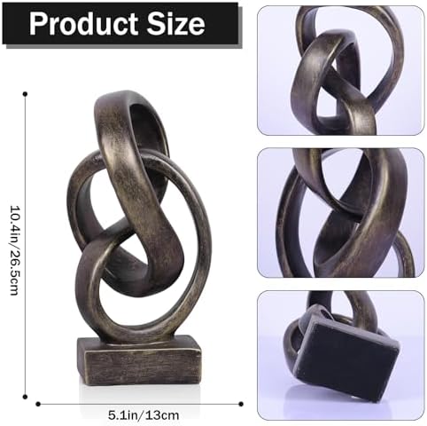 Abstract Bronze Rope Knot Statue, Geometric Decor, Living Room Coffee Table Bookshelf countertop Bronze Decor, Office Coffee Table entryway entryway Desktop Decor. - Image 6
