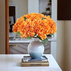 6Pcs 18" Orange Silk Hydrangea Artificial Flowers - Image 6
