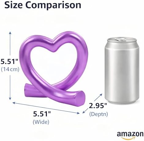 Lescafita Purple Heart Decor Sculpture, Artistic Abstract Love Statue Modern Home Decor Accent for Desk Shelf Coffee Table Room, Creative Unique Gift - Image 3