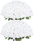 Coferset 50pcs Velvet Artificial Roses Flowers in Bulk,White by Coferset