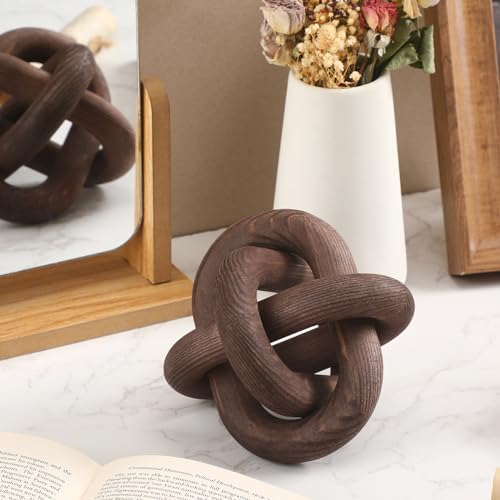 Yalikop 3 Link Wood Knot Decor Rustic Table Shelf Accents, Black Walnut - Image 5