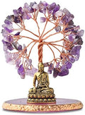 Buddha Statue with Healing Crystal Tree, Tree of Life for Positive Energy. Home Decor Yoga Meditation. Amethyst.(A) by CRUCISRESIN