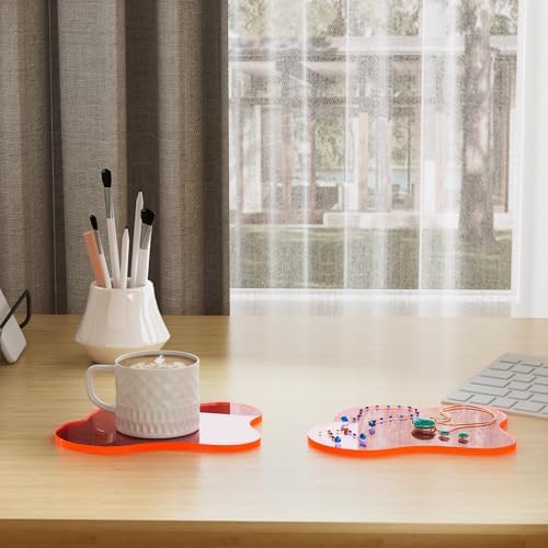 Acrylic Coaster Decorative Plates,Coral Pink Bar Drink Coaster, Clear Cloud Shape Coffee Cup Coaster, Perfect for Tabletop Protection and Accessories Display.(Coral Pink) - Image 5