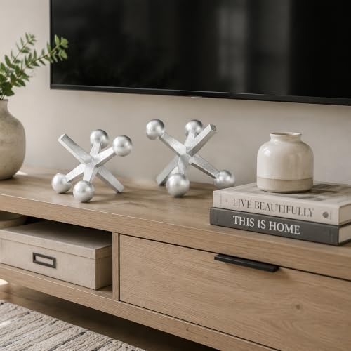 4 Inch Silver Jacks Decor Set of 2 - Image 2