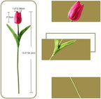 ONLY ART Artificial Hot Pink Tulips 20 Pcs – 13.5 Inch PU Faux Flowers with Bendable Stems for Home Décor, Wedding Centerpieces, DIY Floral Arrangements, New Year and Valentine's Day - Image 2