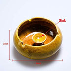 Lependor Ceramic Ashtray with Lids, Windproof, Cigarette Ashtray for Indoor or Outdoor Use，Ash Holder for Smokers,Desktop Smoking Ash Tray for Home Office Decoration - Yellow - Image 5