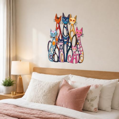 Wesiti Cat Wall Art Decor Iron Wall Sculptures Decor, 10.6 x 11.4 Inches - Image 5