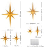 Stylor Mid Century Modern Decor, Gold Mcm Retro 3D Star Art Wall Sculpture, Plastic Starburst Decor, Vintage Celestial Whimsigoth Home Decor Accent. (Set of 6) - Image 2