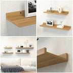 RICHER HOUSE 5-Set Floating Shelves with Lip, Oak Wall Mounted Wood Shelf - Image 4