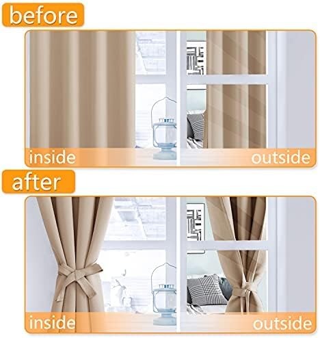 RV Blackout Curtains for Bedroom 52 x 30 Inches Long Beige 2 Panels | Thermal - Image 5
