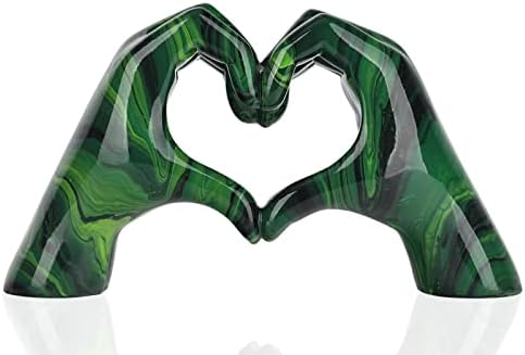 Resin Sculpture, Fluid Green Heart Decoration, Modern Art Statue for Home Decor for Valentine's Day, Wedding, Anniversary by DOVDOVHomeDecoration