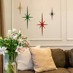 4 Pcs Star Wall Art for Home Decor Living Room Bedroom Office Metal 3D,Bling,with Hanging Hook Starburst Midcentury Sculpture Retro Gallery Accent Celestial -Gold 16.5in/9.4in - Image 2