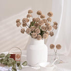 Waipfaru 10pcs Brown Fake Silk Mum Artificial Flowers - Image 3