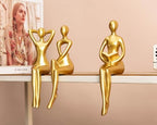 Quoowiit Gold Decor Thinker Statue Decor Book Shelf Decor, Abstract Statue Ornament Office Decor Modern Home Decor Decorations for Living Room Collectable Figurines Coffee Table Decor 3 Piece - Image 5