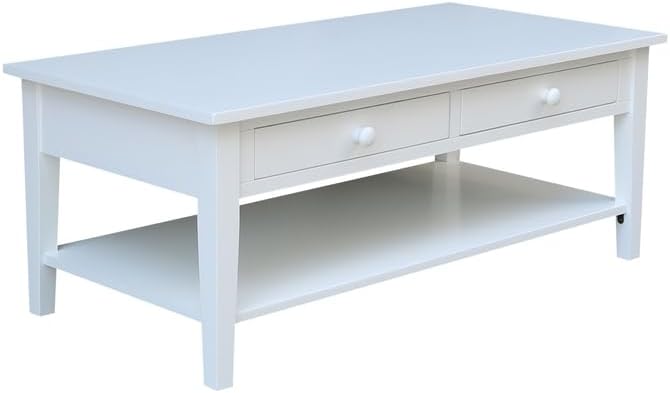 HomeStock Seaside Style Coffee Table in White Solid Parawood, by Homestock