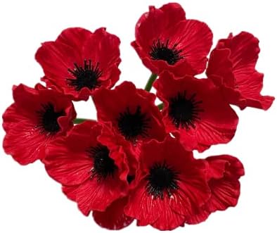 Rikyo 10 pcs Red Artificial Poppy Flowers,11inch Faux Flower Stems by Unknown