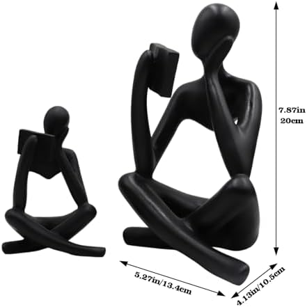 Gold Reading Women Statue, Thinker Sculptures, Abstract Art Ornament, Modern Aesthetic Figurine Decoration, Suitable for Home Living Room Bedroom Office Shelf Table Desk Bookshelf Decor (Black Right) - Image 3